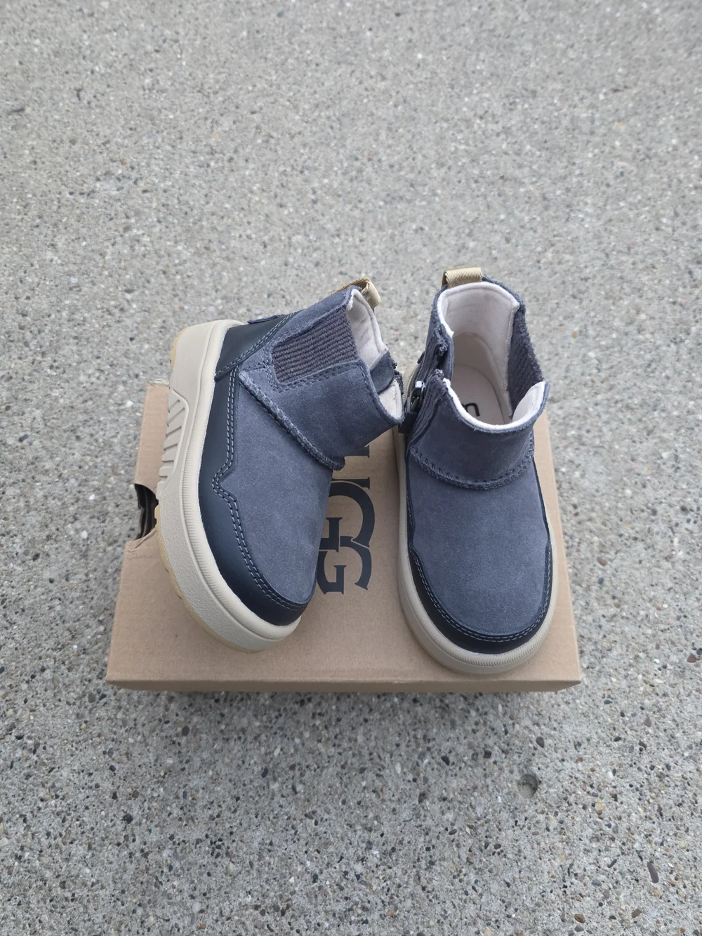 UGG Kids Grey Suede Ankle Boots - Casual Slip-On Toddler Boys 6K
